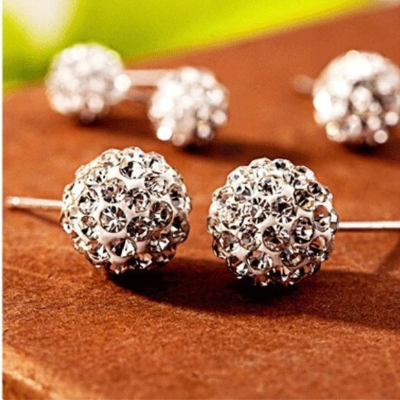 Jewelry New 925 Sterling Silver Diamond Ball Stud Earrings Poshmark